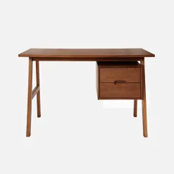Desk with 2 drawers hevea wood and oak veneer