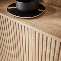 2-door bookcase with wooden decor and metal