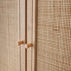 2-door cane and wood-effect wardrobe