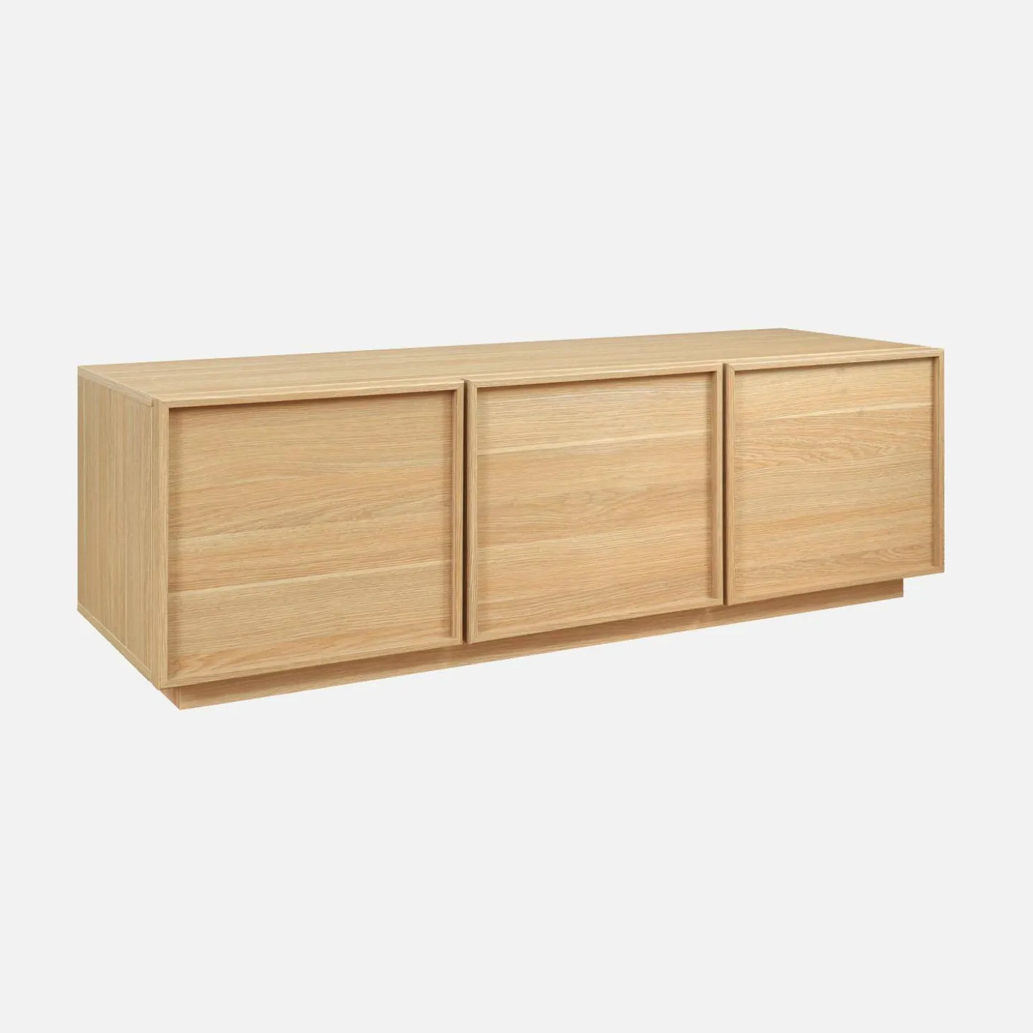 3-door natural wood-effect TV unit 140cm