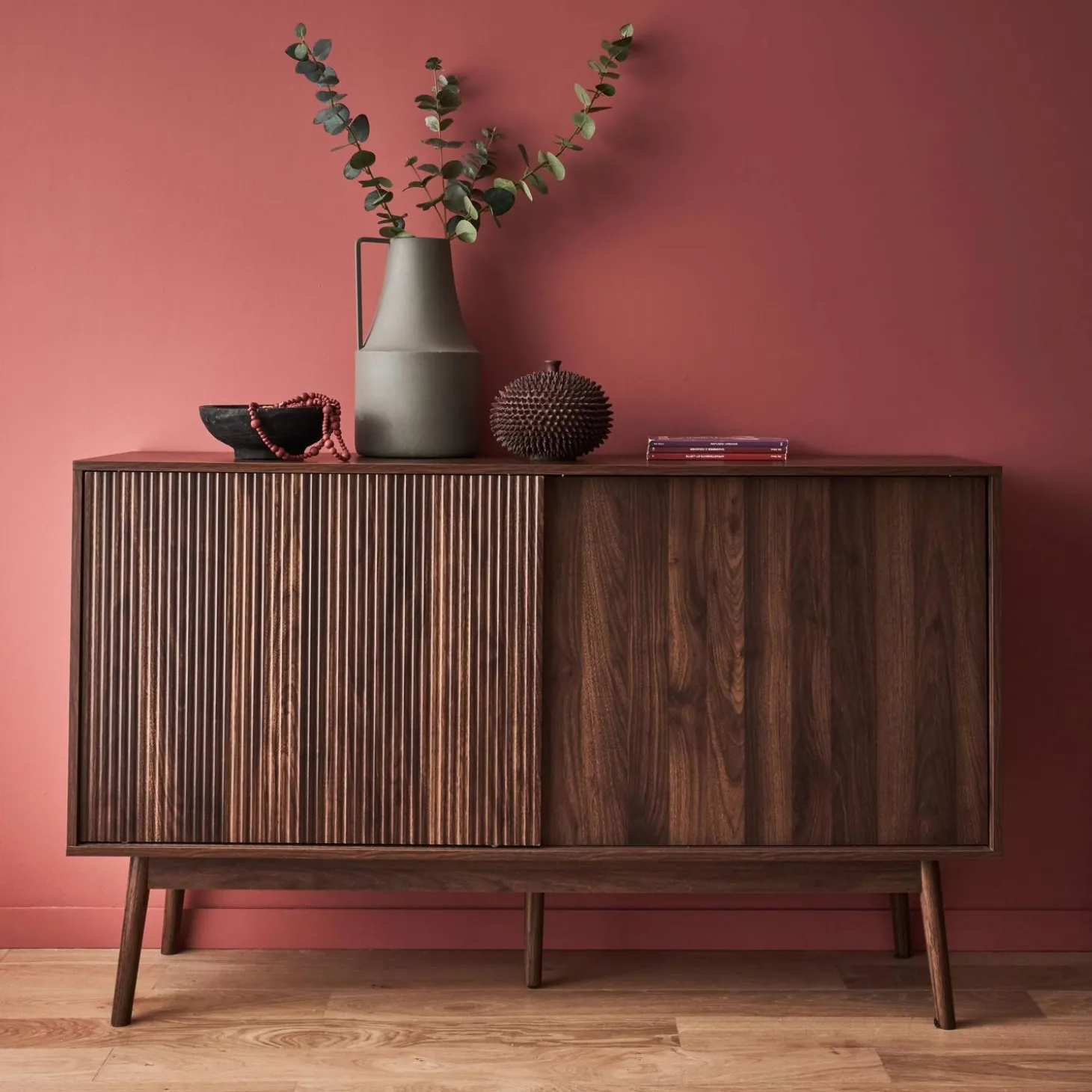 2-door scandi-style buffet with wood effect