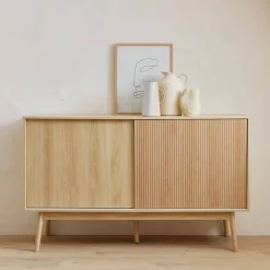2-door scandi-style buffet with wood effect