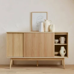 2-door scandi-style buffet with wood effect