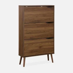 3-door shoe cabinet with walnut wood effect