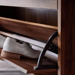 3-door shoe cabinet with walnut wood effect