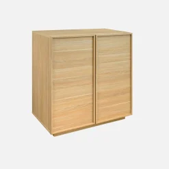 2-door walnut wood-effect sideboard 80cm