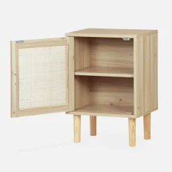 1-door woven rattan bedside table