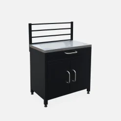 1 drawer and 2 doors steel outdoor kitchen with hanging grid
