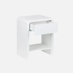 1-drawer bedside table with grooved wooden effect