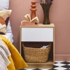 1-drawer bedside table with two-tone wood effect