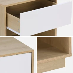 1-drawer bedside table with two-tone wood effect