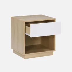 1-drawer bedside table with two-tone wood effect