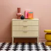 3-drawer chest in wood and metal-effect