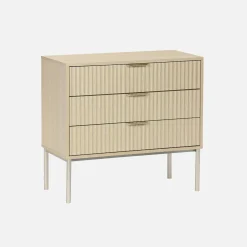 3-drawer chest in wood and metal-effect