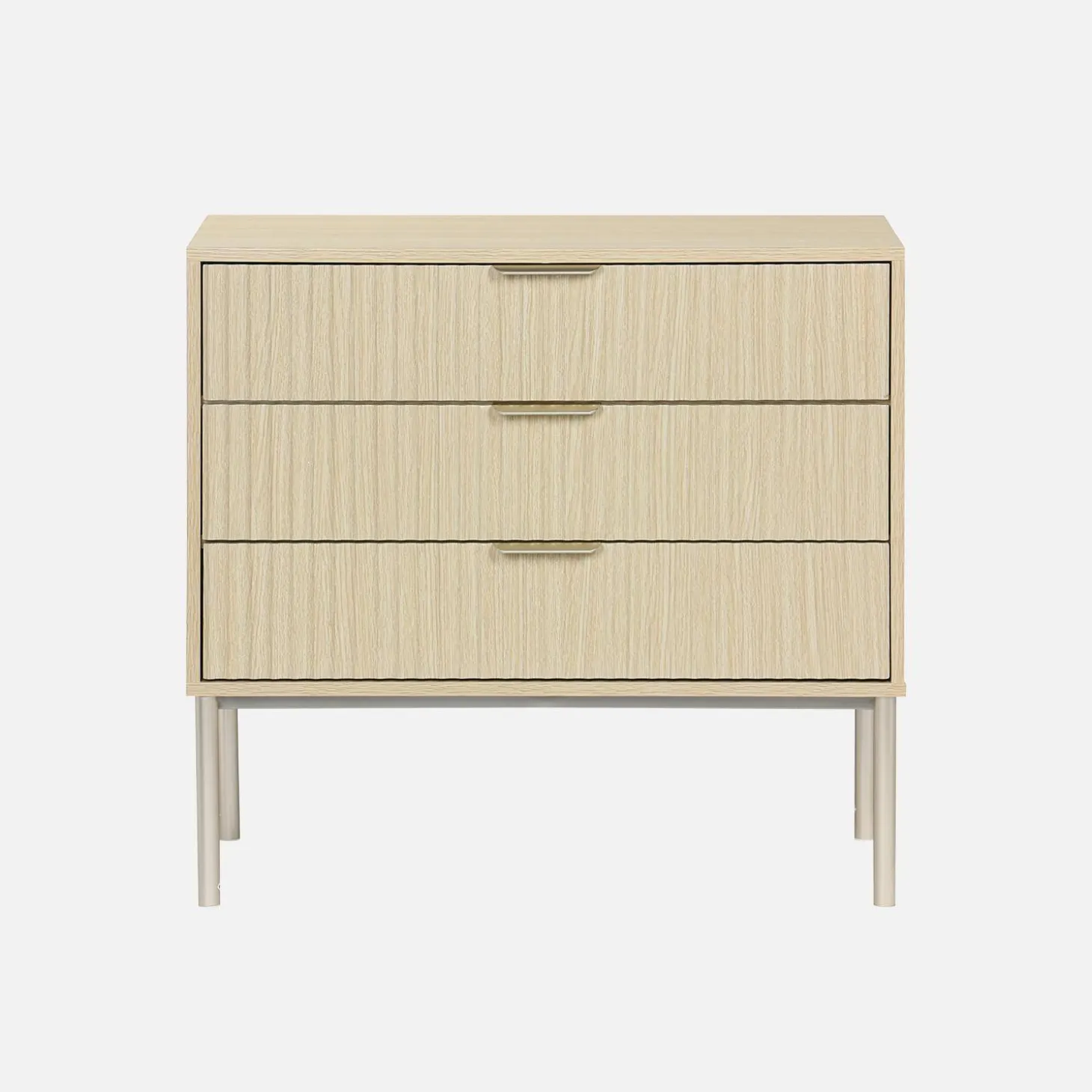 3-drawer chest in wood and metal-effect