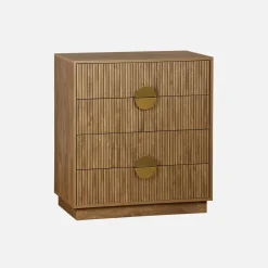 4-drawer chest with grooved mango wooden effect