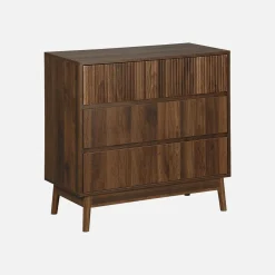 3-drawer chest with grooved wooden detail