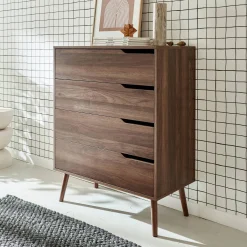 4-drawer chest with walnut wood effect