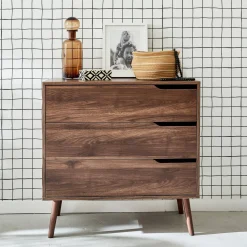 3-drawer chest with walnut wood effect
