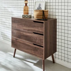 3-drawer chest with walnut wood effect