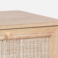 4-drawer chest with wood and cane effect