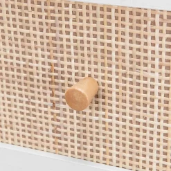 3-drawer chest with wood and cane effect