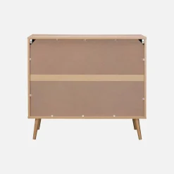 3-drawer chest with wood and rounded cane rattan