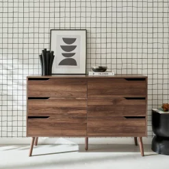 6-drawer chest with wood effect