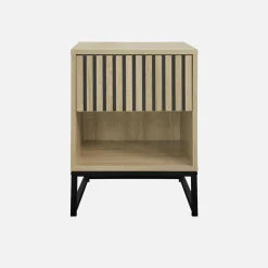 1-drawer contemporary wood effect bedside table