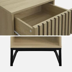 1-drawer contemporary wood effect bedside table