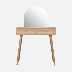 2-drawers dressing table with rounded mirror