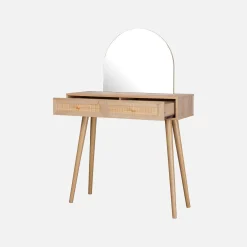 2-drawers dressing table with rounded mirror