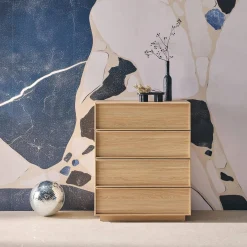 4-drawer walnut wood-effect storage chest