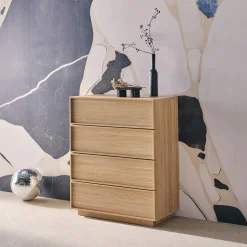 4-drawer walnut wood-effect storage chest