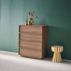 4-drawer walnut wood-effect storage chest