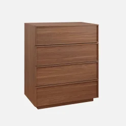 4-drawer walnut wood-effect storage chest