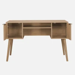 2-drawer wooden and cane effect desk