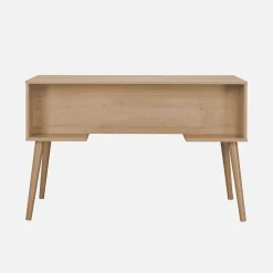 2-drawer wooden and cane effect desk