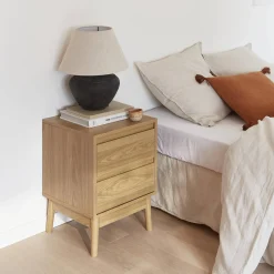 2-drawer wooden-effect bedside table