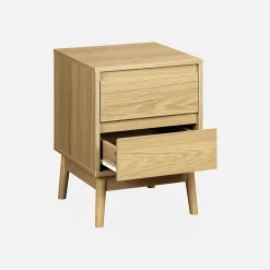 2-drawer wooden-effect bedside table