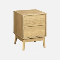 2-drawer wooden-effect bedside table