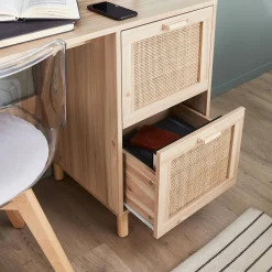 2-drawer woven rattan desk
