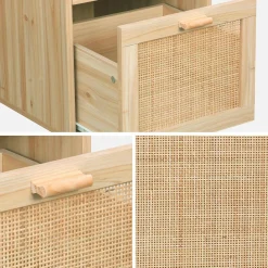 2-drawer woven rattan desk