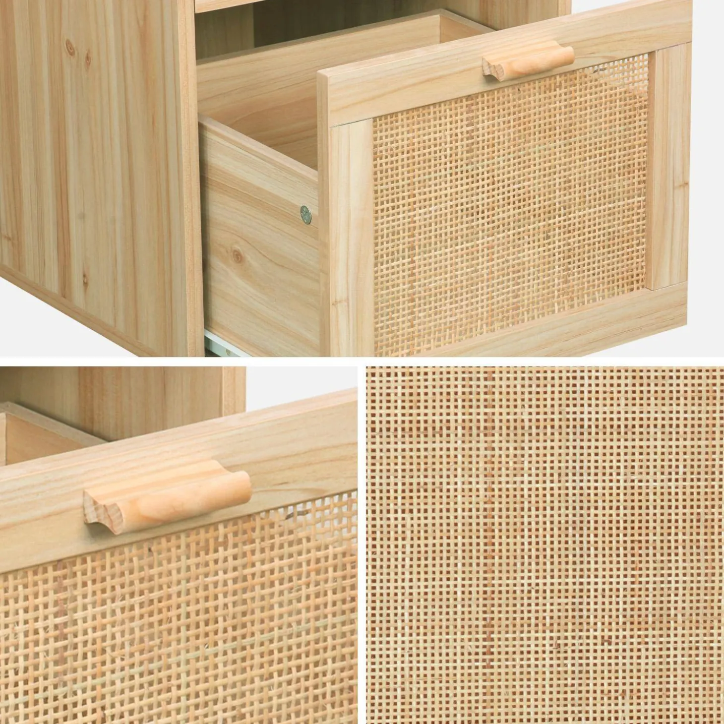 2-drawer woven rattan desk