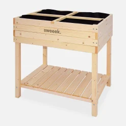 Elevated wooden planter
