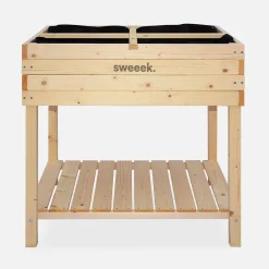Elevated wooden planter