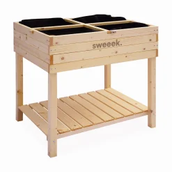 Elevated wooden planter with polycarbonate greenhouse
