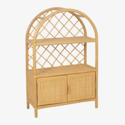 Exotic children's bookshelf in natural rattan