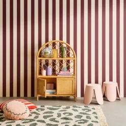 Exotic children's bookshelf in natural rattan