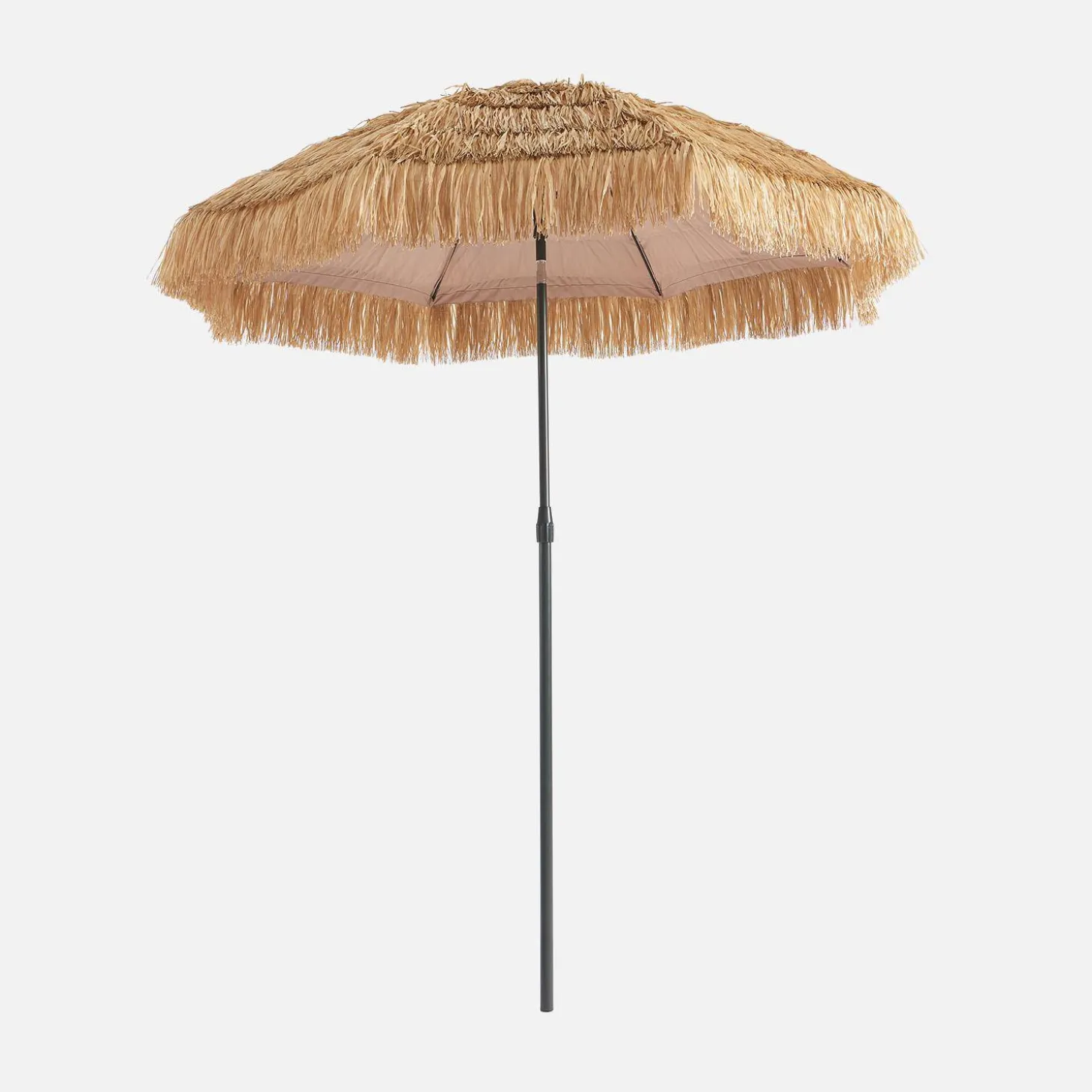 Exotic straight steel parasol wood effect / straw